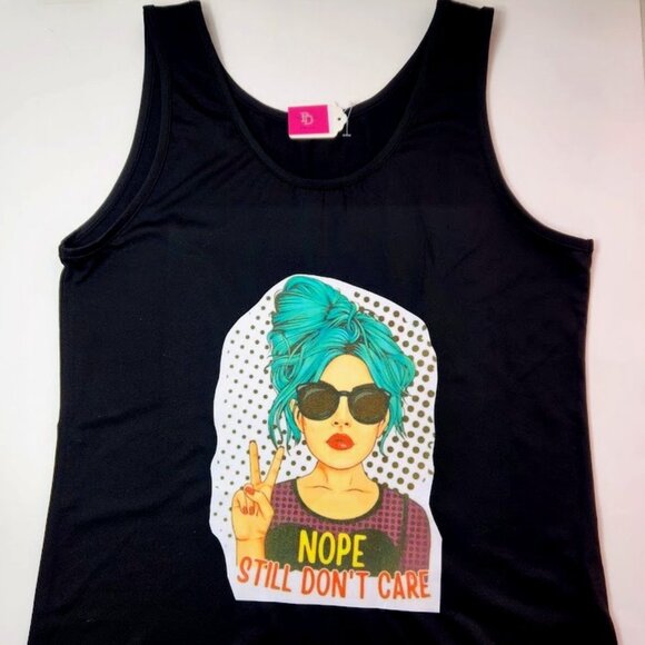 Nope, I still don't care. Custom Black Medium Tank Top Punk Blue - Picture 1 of 5